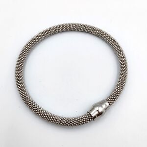 Diadema Sterling Silver 925 Diamond Cut Pebble Beaded Bracelet Magnetic Clasp